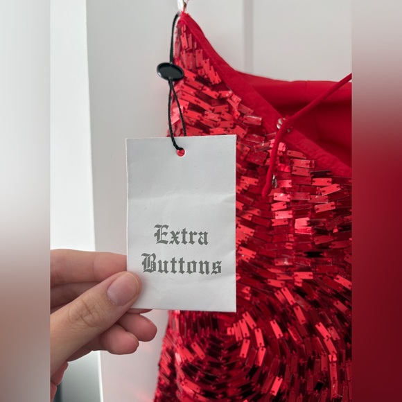 ONE SHOULDER RED SHERRI HILL MINI DRESS WITH 3 STRAPS IN THE BACK SZ 6 - Picture 7 of 11